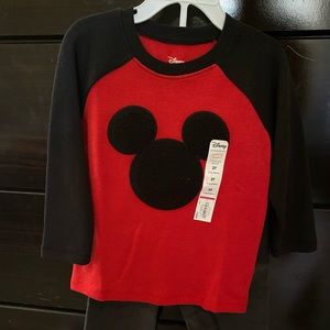 Mickey Mouse long sleeve shirt & grey pants
